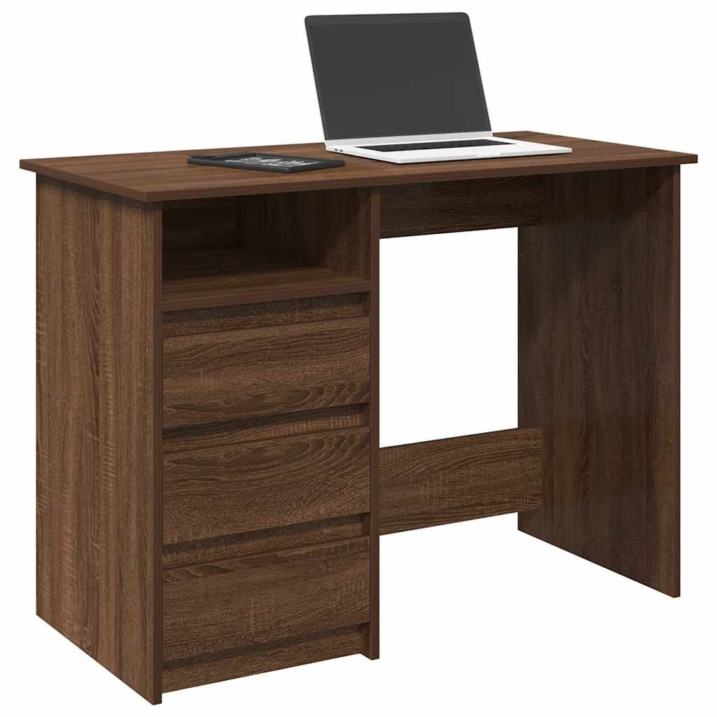 VidaXL Bureau 102x50x75 cm bewerkt hout bruin eikenkleurig