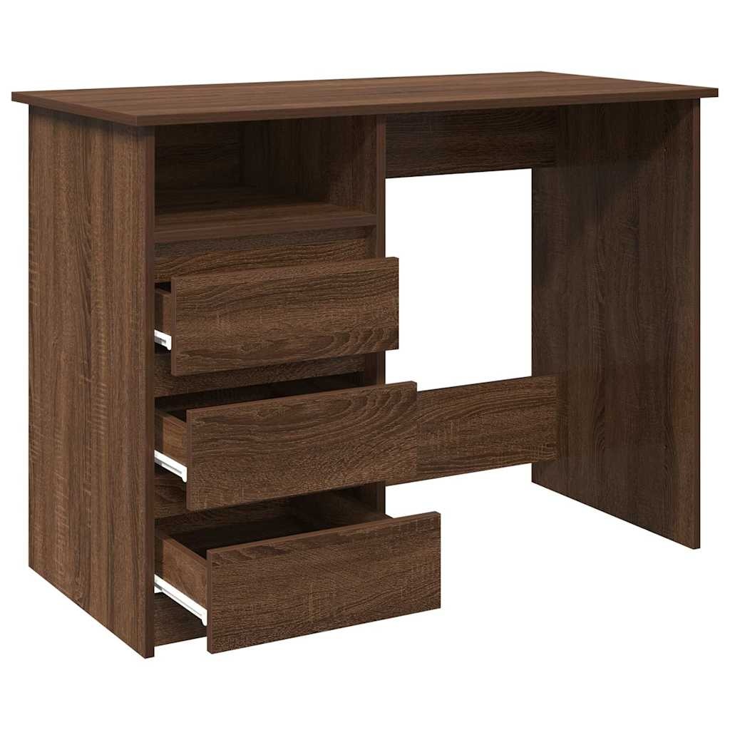 VidaXL Bureau 102x50x75 cm bewerkt hout bruin eikenkleurig