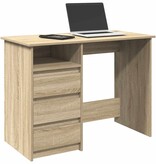 VidaXL Bureau 102x50x75 cm bewerkt hout sonoma eikenkleurig