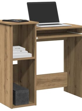 VidaXL Bureau met schappen 84x40x78 cm bewerkt hout artisanaal eiken