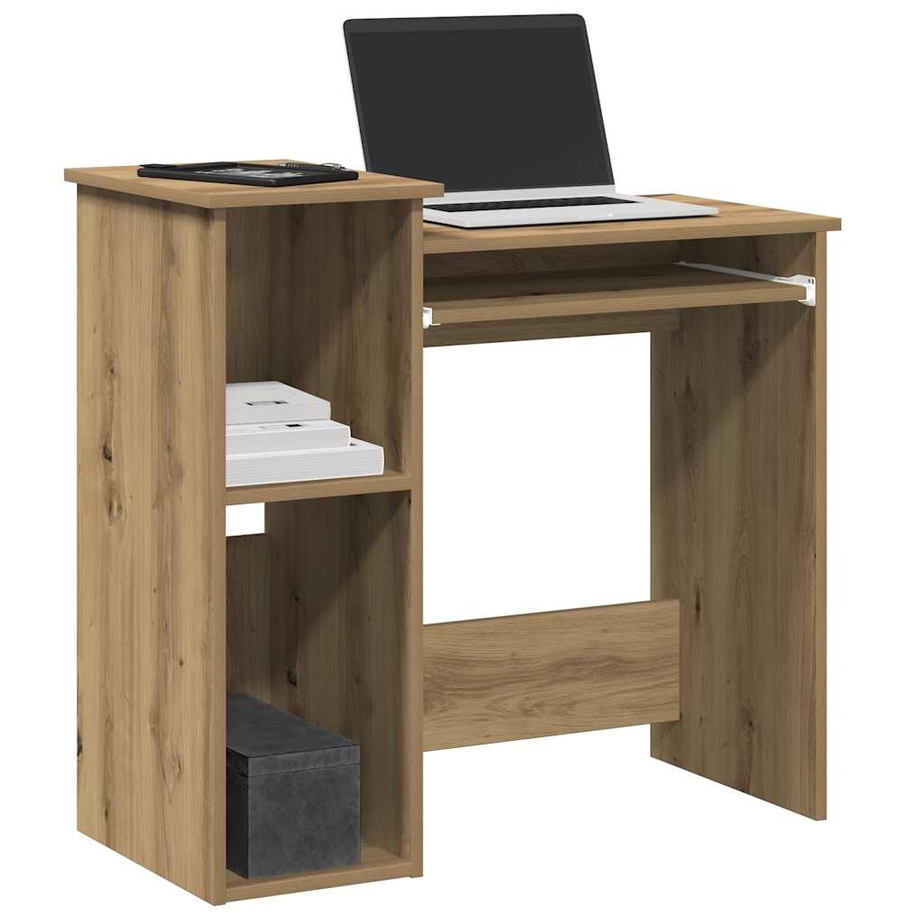 VidaXL Bureau met schappen 84x40x78 cm bewerkt hout artisanaal eiken