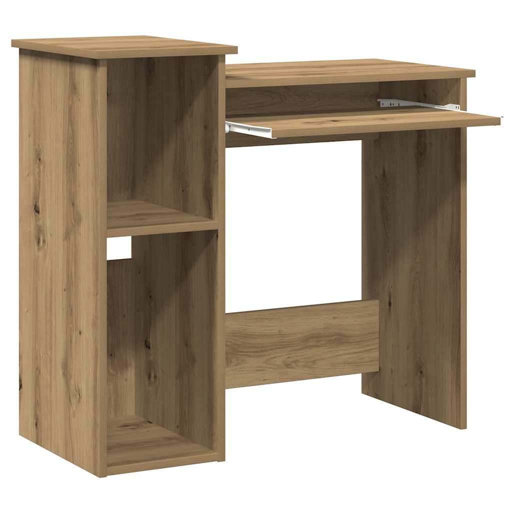 VidaXL Bureau met schappen 84x40x78 cm bewerkt hout artisanaal eiken
