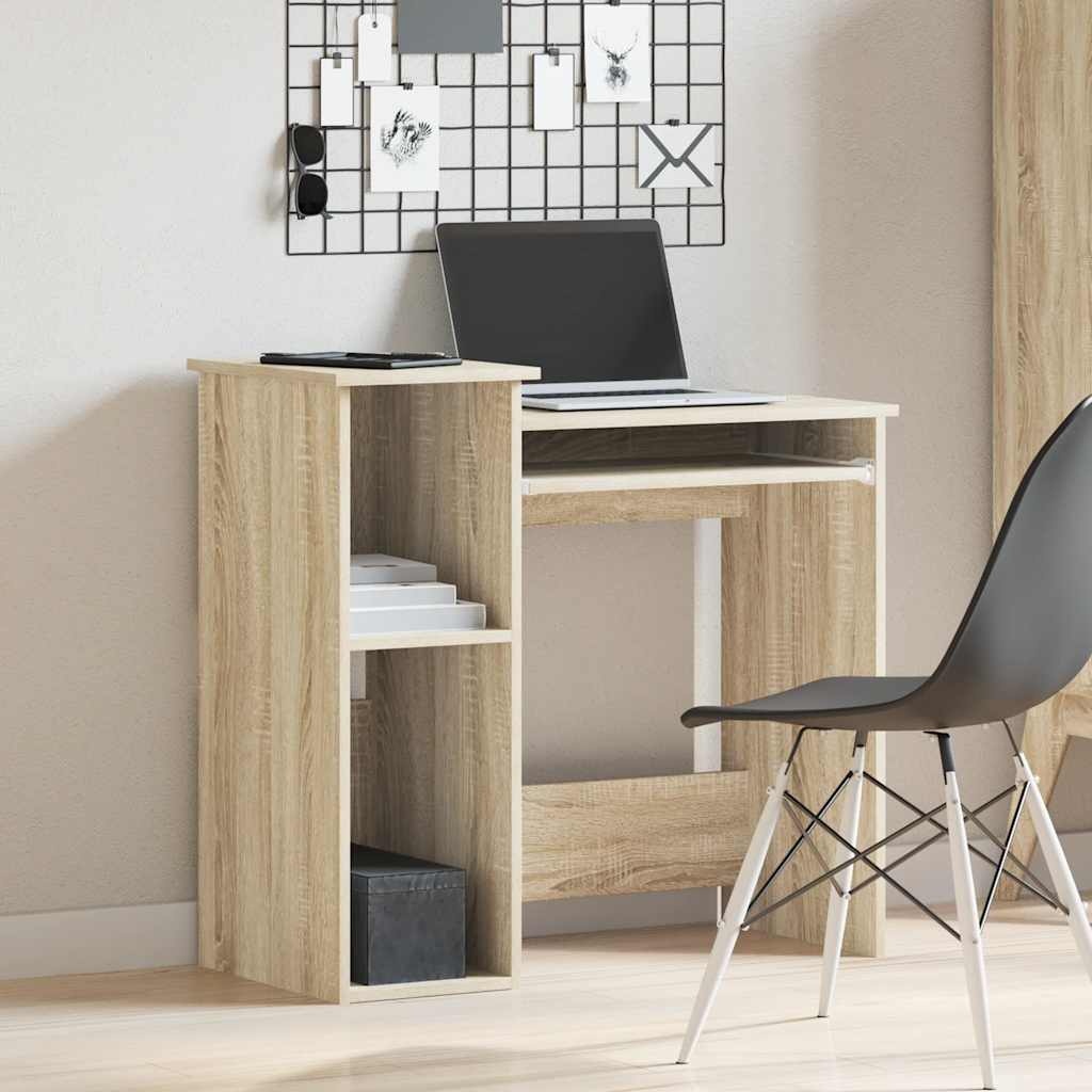 VidaXL Bureau met schappen 84x40x78 cm bewerkt hout sonoma eikenkleur