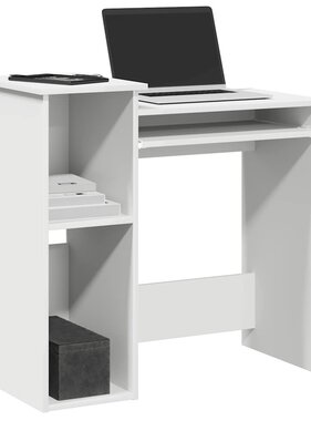 VidaXL Bureau met schappen 84x40x78 cm bewerkt hout wit