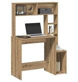 VidaXL Bureau met schappen 100x45x140 cm bewerkt hout artisanaal eiken
