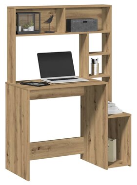 VidaXL Bureau met schappen 100x45x140 cm bewerkt hout artisanaal eiken