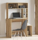 VidaXL Bureau met schappen 100x45x140 cm bewerkt hout artisanaal eiken