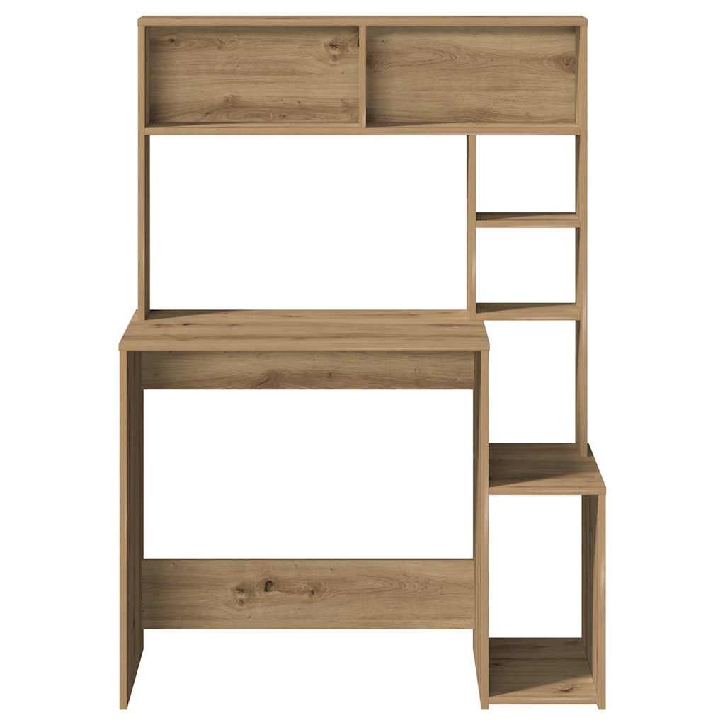 VidaXL Bureau met schappen 100x45x140 cm bewerkt hout artisanaal eiken