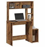 VidaXL Bureau met schappen 100x45x140 cm bewerkt hout oud houtkleurig