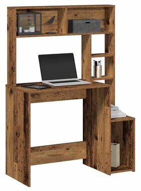 VidaXL Bureau met schappen 100x45x140 cm bewerkt hout oud houtkleurig