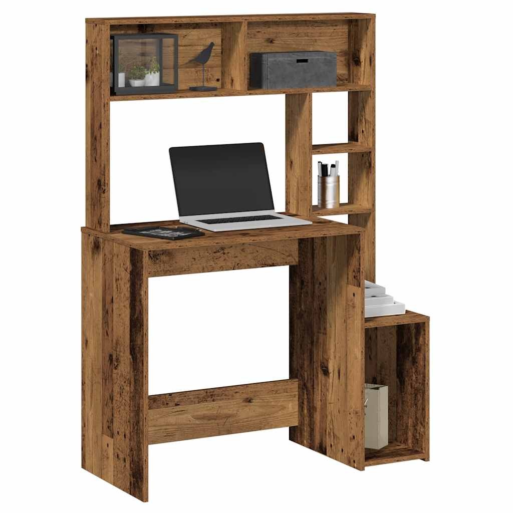 VidaXL Bureau met schappen 100x45x140 cm bewerkt hout oud houtkleurig