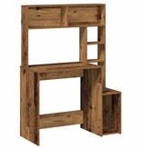 VidaXL Bureau met schappen 100x45x140 cm bewerkt hout oud houtkleurig