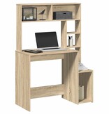 VidaXL Bureau met schappen 100x45x140 bewerkt hout sonoma eikenkleur