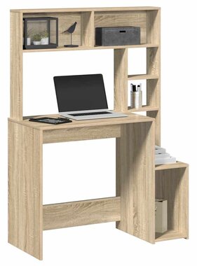 VidaXL Bureau met schappen 100x45x140 bewerkt hout sonoma eikenkleur
