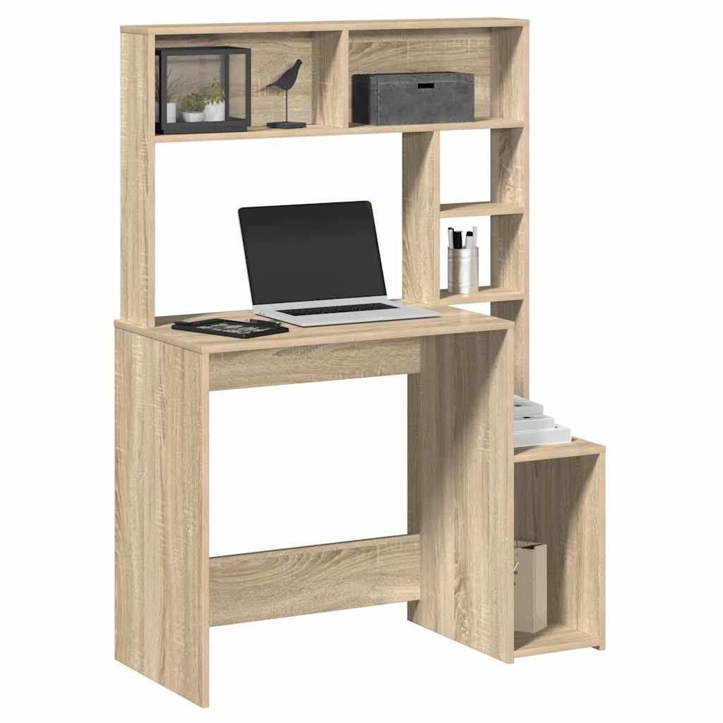 VidaXL Bureau met schappen 100x45x140 bewerkt hout sonoma eikenkleur