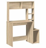 VidaXL Bureau met schappen 100x45x140 bewerkt hout sonoma eikenkleur