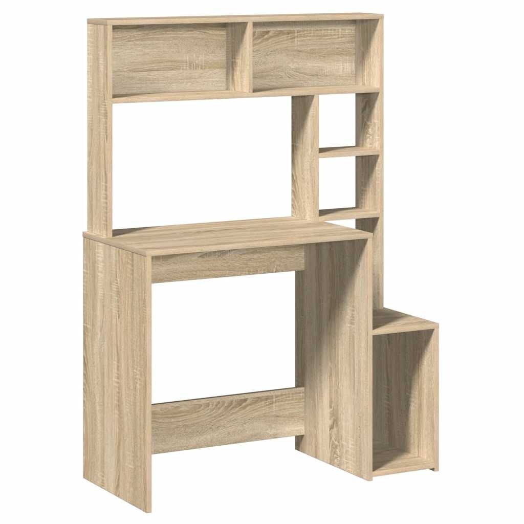 VidaXL Bureau met schappen 100x45x140 bewerkt hout sonoma eikenkleur