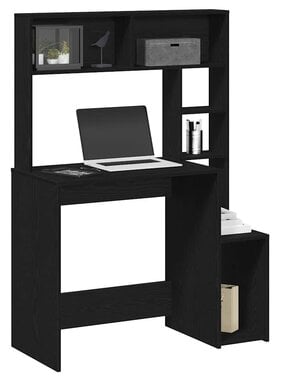 VidaXL Bureau met schappen 100x45x140 cm bewerkt hout zwart