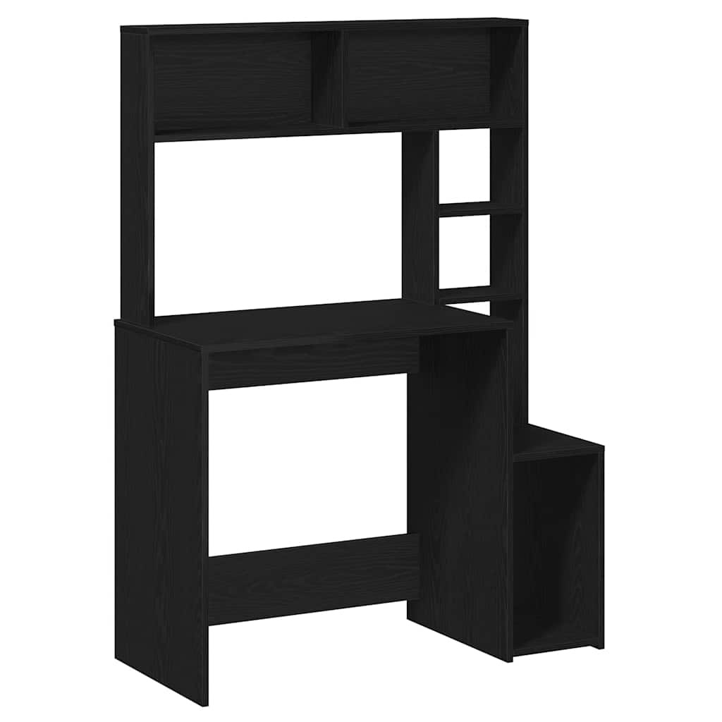 VidaXL Bureau met schappen 100x45x140 cm bewerkt hout zwart