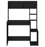 VidaXL Bureau met schappen 100x45x140 cm bewerkt hout zwart
