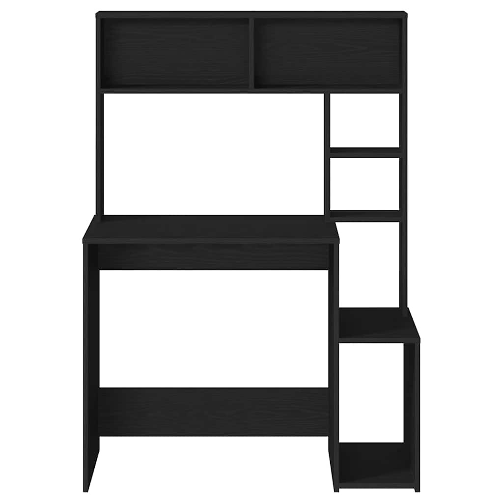 VidaXL Bureau met schappen 100x45x140 cm bewerkt hout zwart