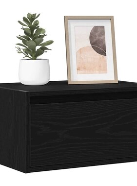 VidaXL Nachtkastjes met LED's 2 st wandgemonteerd zwart eiken