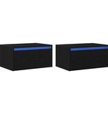 VidaXL Nachtkastjes met LED's 2 st wandgemonteerd zwart eiken