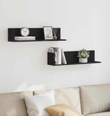 VidaXL Wandschappen 2 st 75x16,5x16,5 cm bewerkt hout zwart