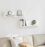 VidaXL Wandschappen 2 st 75x16,5x16,5 cm bewerkt hout wit
