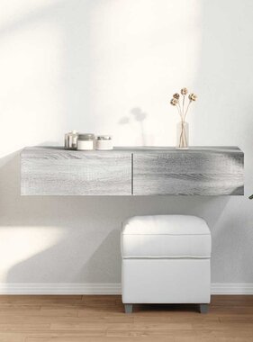 VidaXL Wandschap met lades 100x36x19cm bewerkt hout grijs sonoma eiken