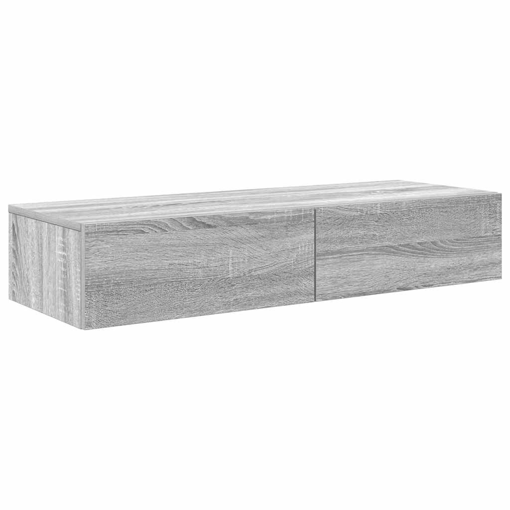 VidaXL Wandschap met lades 100x36x19cm bewerkt hout grijs sonoma eiken