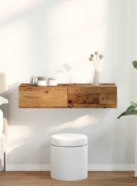 VidaXL Wandschap met lades 80x33x17 cm bewerkt hout oud houtkleurig