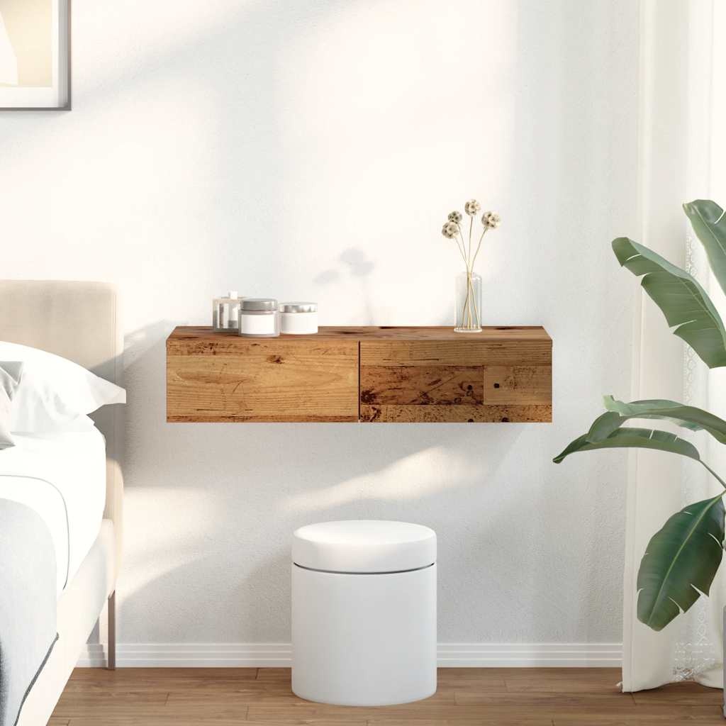 VidaXL Wandschap met lades 80x33x17 cm bewerkt hout oud houtkleurig