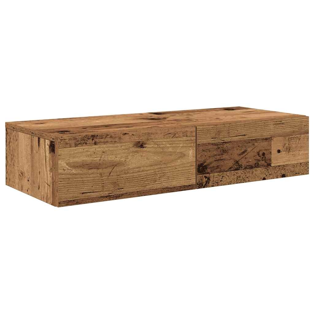 VidaXL Wandschap met lades 80x33x17 cm bewerkt hout oud houtkleurig