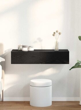 VidaXL Wandschap met lades 80x33x17 cm bewerkt hout zwart