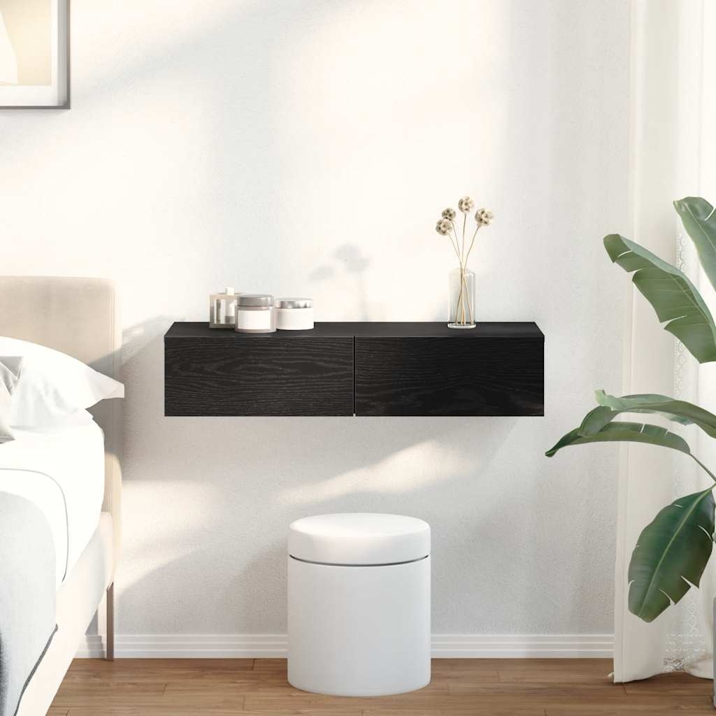 VidaXL Wandschap met lades 80x33x17 cm bewerkt hout zwart