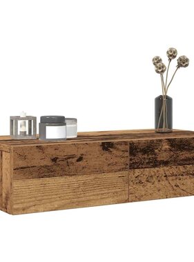 VidaXL Wandschap met lades 60x26,5x15 cm bewerkt hout oud houtkleurig