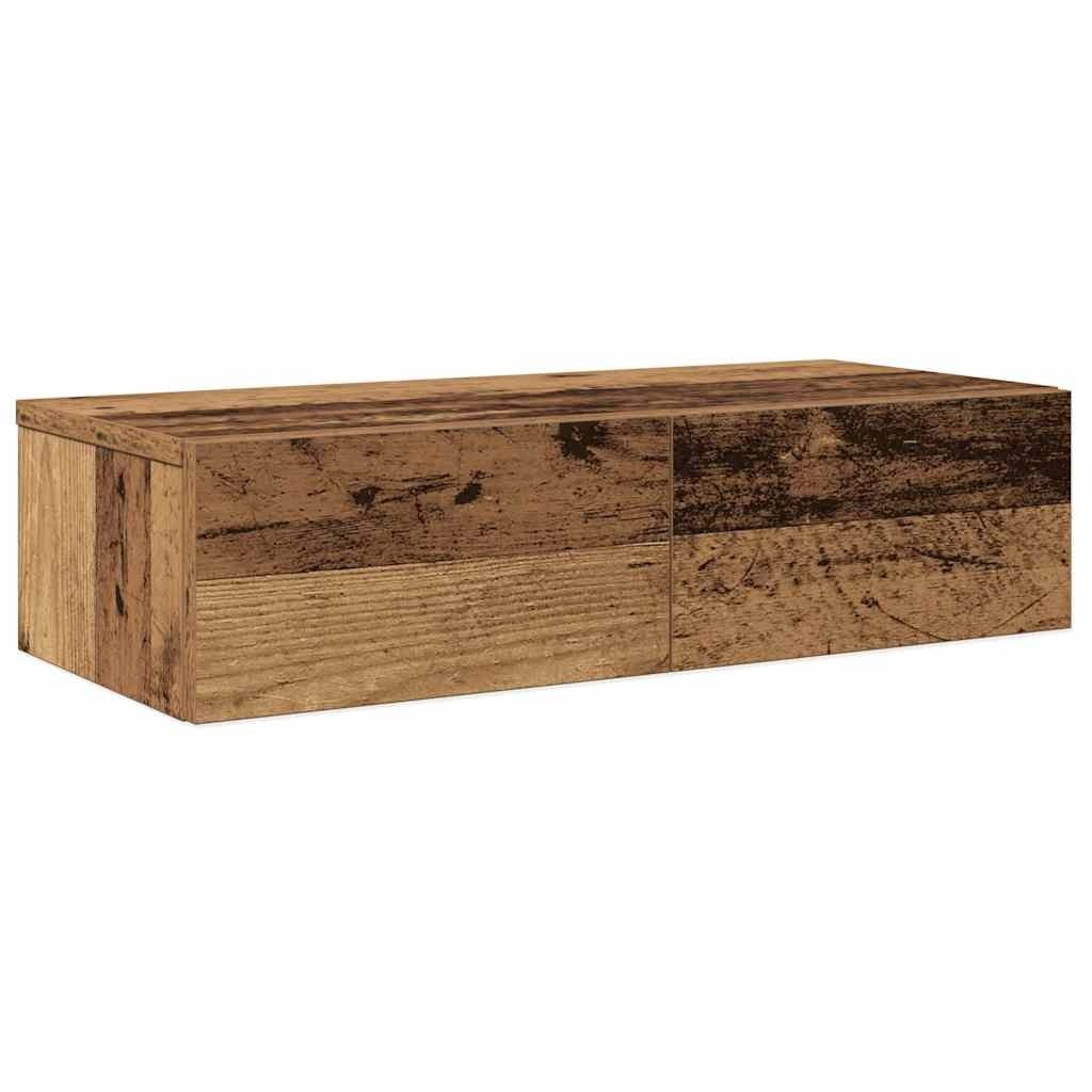 VidaXL Wandschap met lades 60x26,5x15 cm bewerkt hout oud houtkleurig