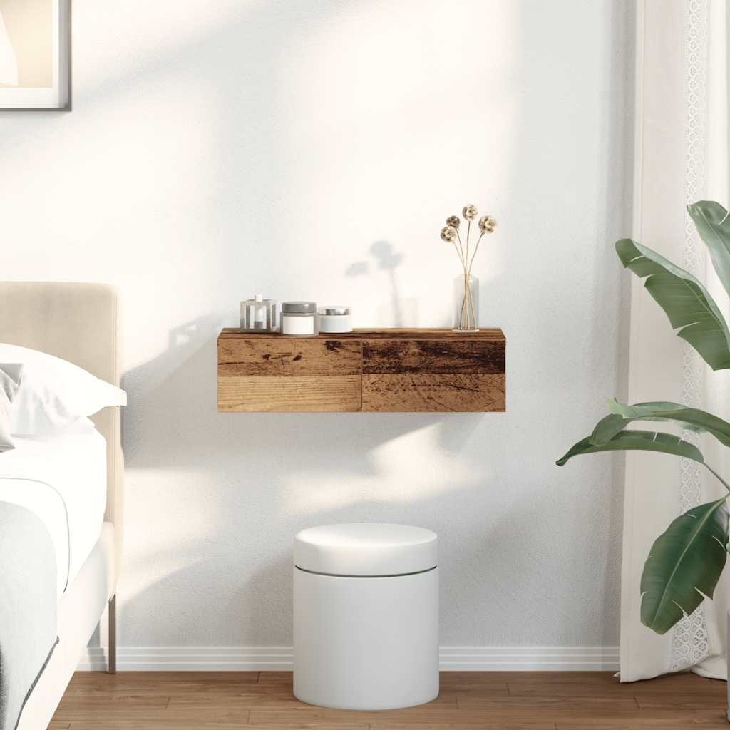 VidaXL Wandschap met lades 60x26,5x15 cm bewerkt hout oud houtkleurig