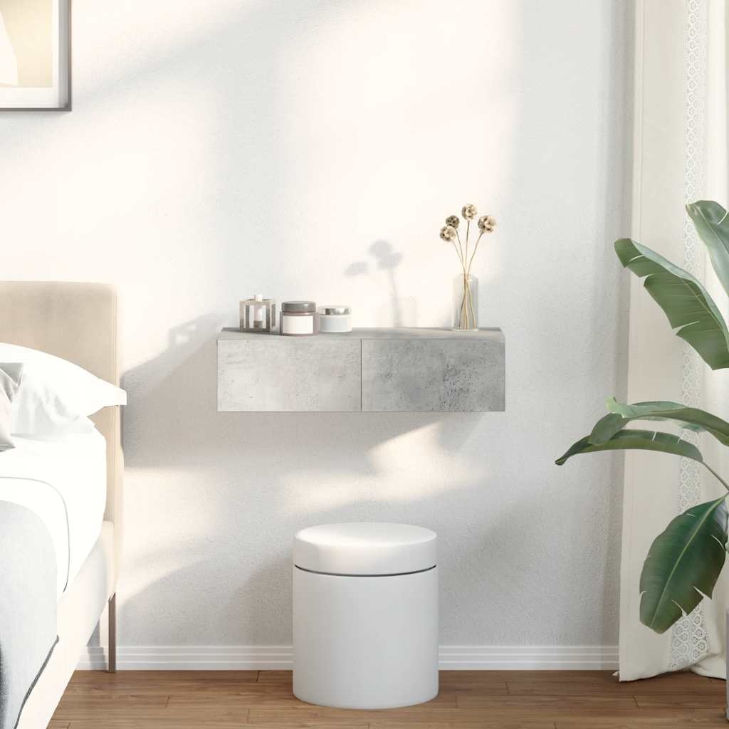 VidaXL Wandschap met lades 60x26,5x15 cm bewerkt hout betongrijs