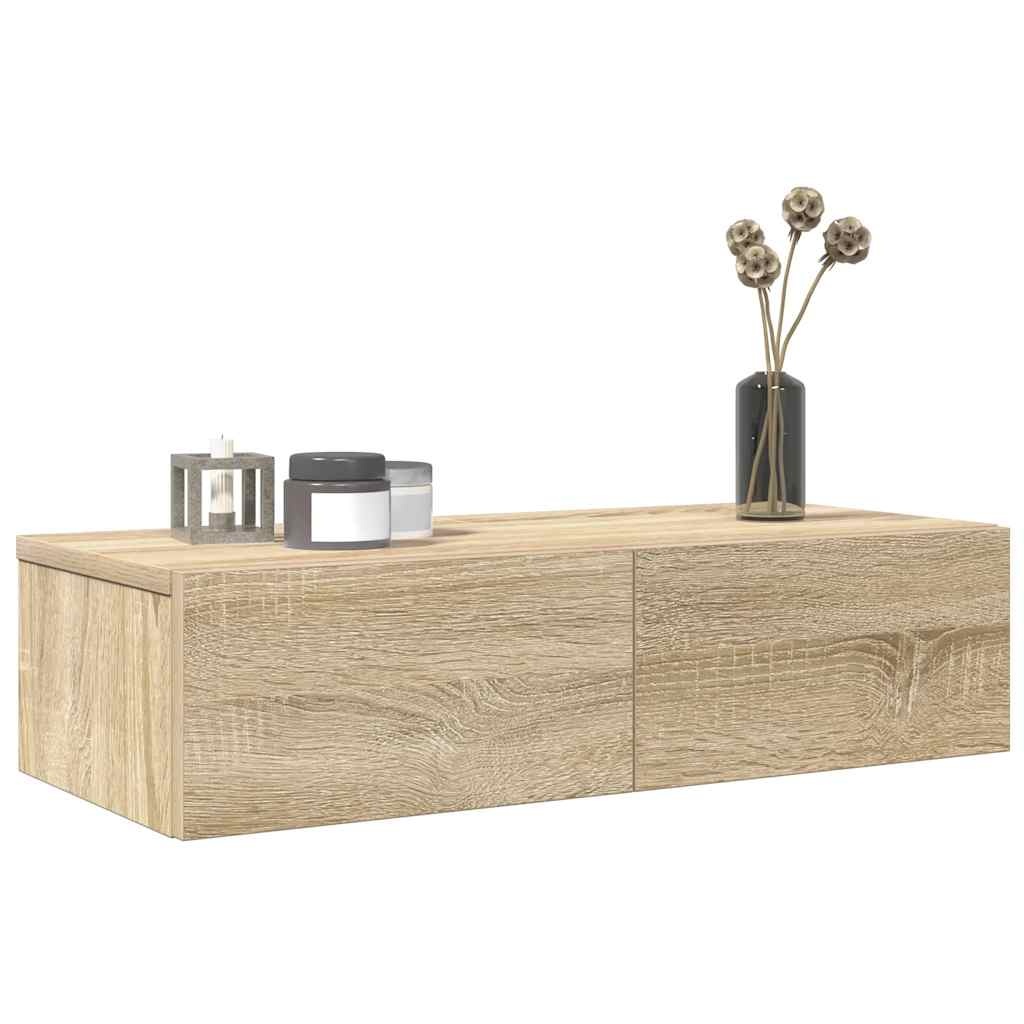 VidaXL Wandschap met lades 60x26,5x15cm bewerkt hout sonoma eikenkleur