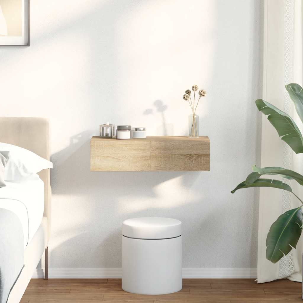 VidaXL Wandschap met lades 60x26,5x15cm bewerkt hout sonoma eikenkleur