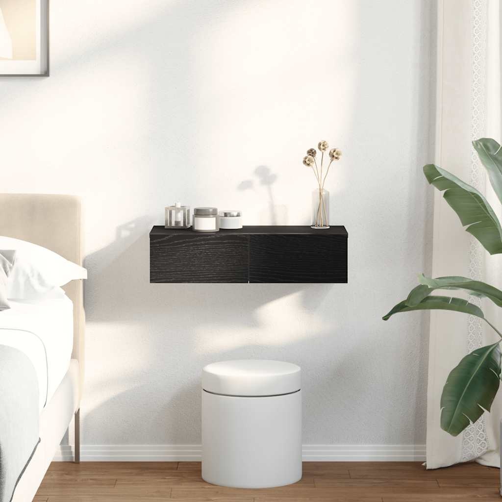 VidaXL Wandschap met lades 60x26,5x15 cm bewerkt hout zwart