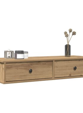 VidaXL Wandschap met lades 100x37,5x19cm bewerkt hout artisanaal eiken
