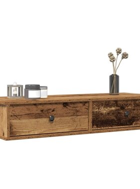 VidaXL Wandschap met lades 100x37,5x19 cm bewerkt hout oud houtkleurig