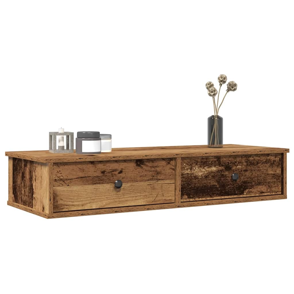 VidaXL Wandschap met lades 100x37,5x19 cm bewerkt hout oud houtkleurig