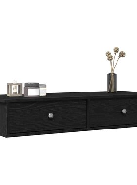 VidaXL Wandschap met lades 100x37,5x19 cm bewerkt hout zwart