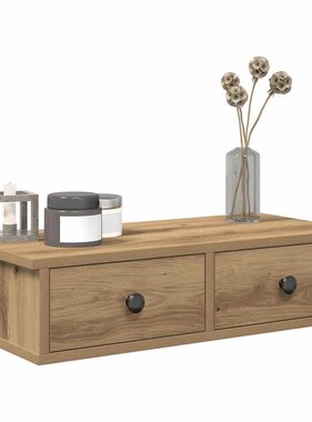 VidaXL Wandschap met lades 60x28x15 cm bewerkt hout artisanaal eiken