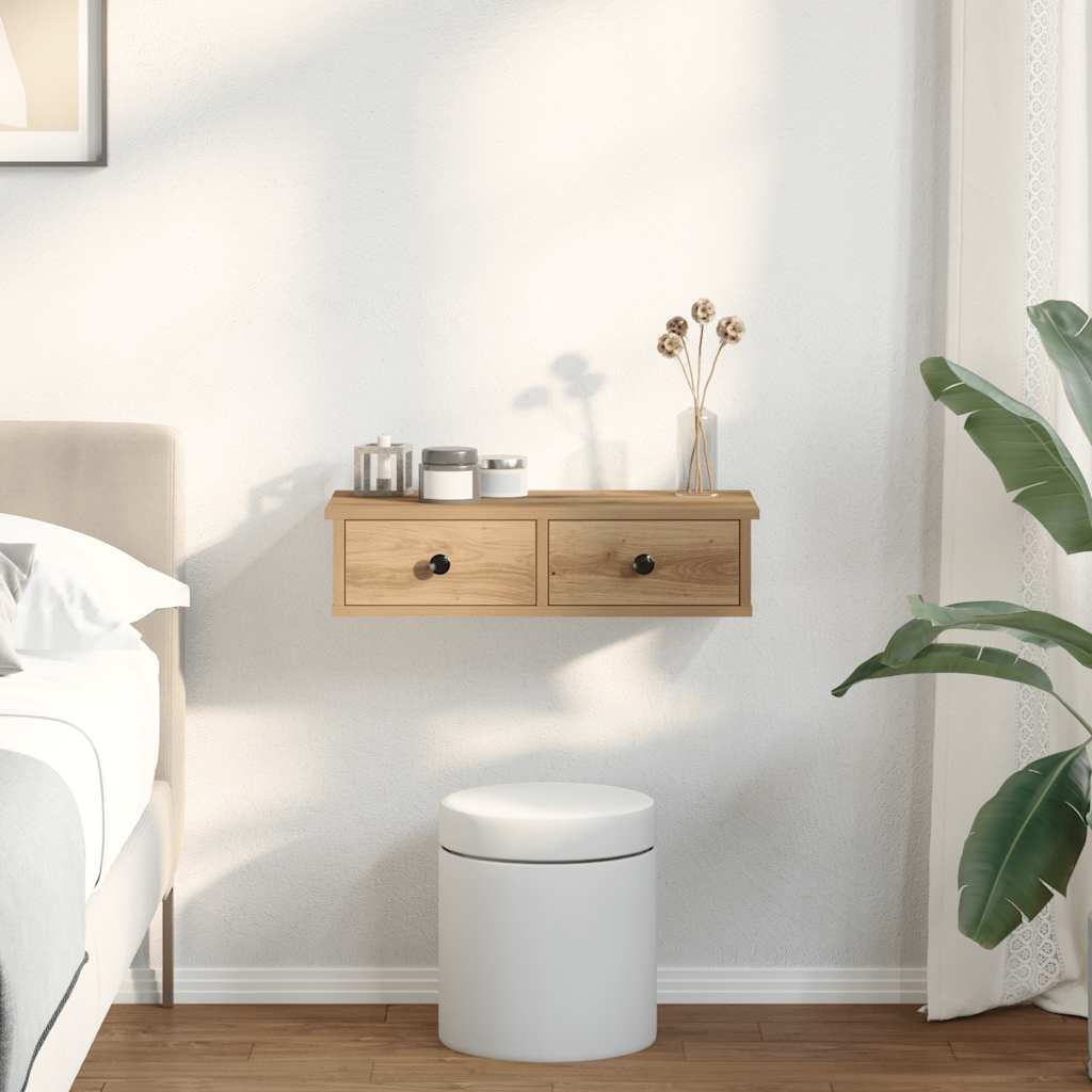 VidaXL Wandschap met lades 60x28x15 cm bewerkt hout artisanaal eiken