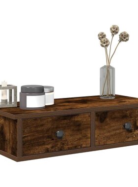 VidaXL Wandschap met lades 60x28x15 cm bewerkt hout gerookt eikenkleur